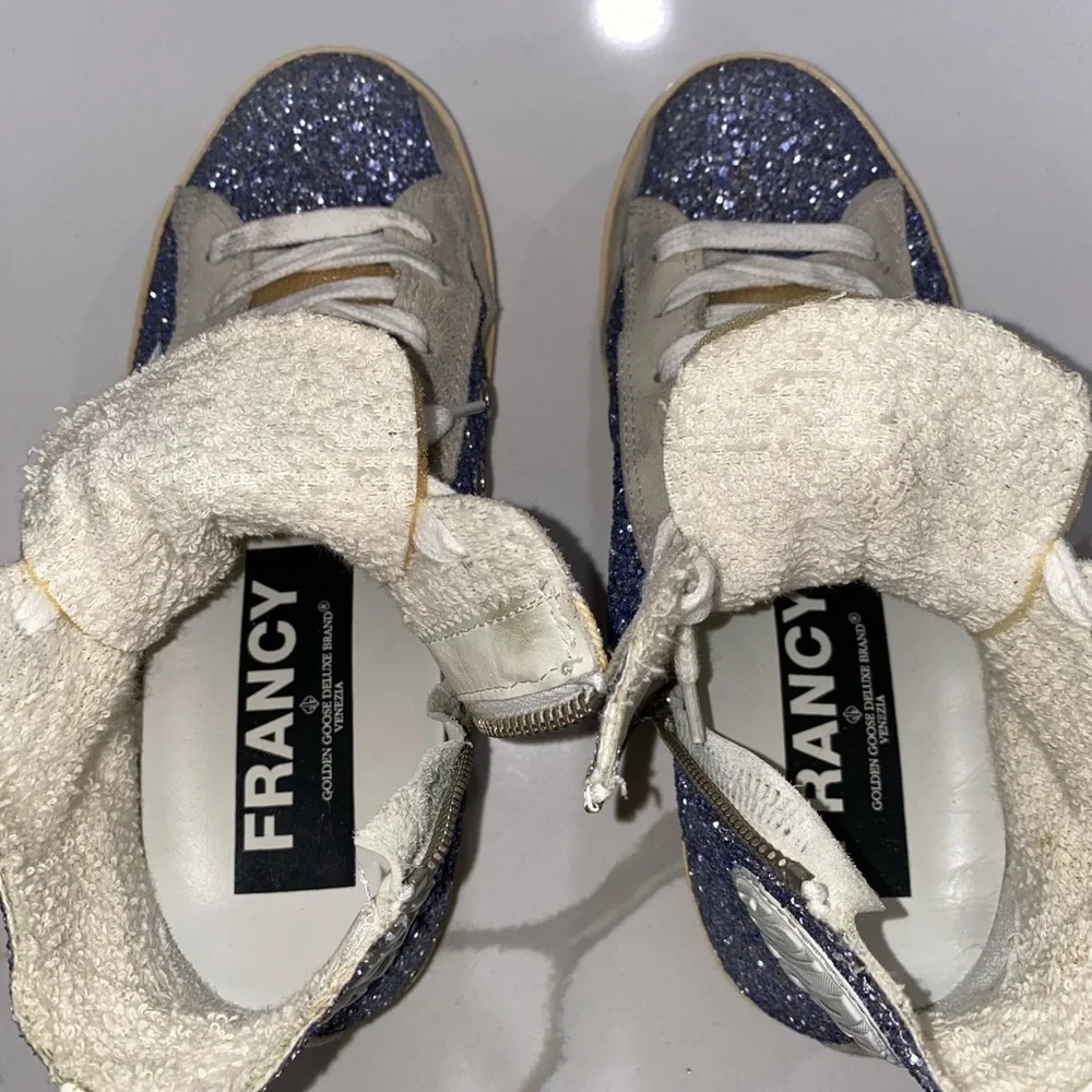Golden Goose blue glitter Francy high-top sneakers - Picture 8 of 11